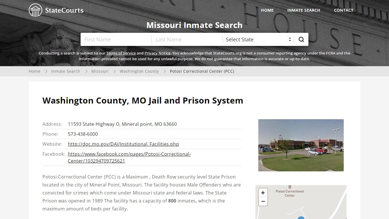 Potosi Correctional Center (PCC) Inmate Records Search, Missouri ...