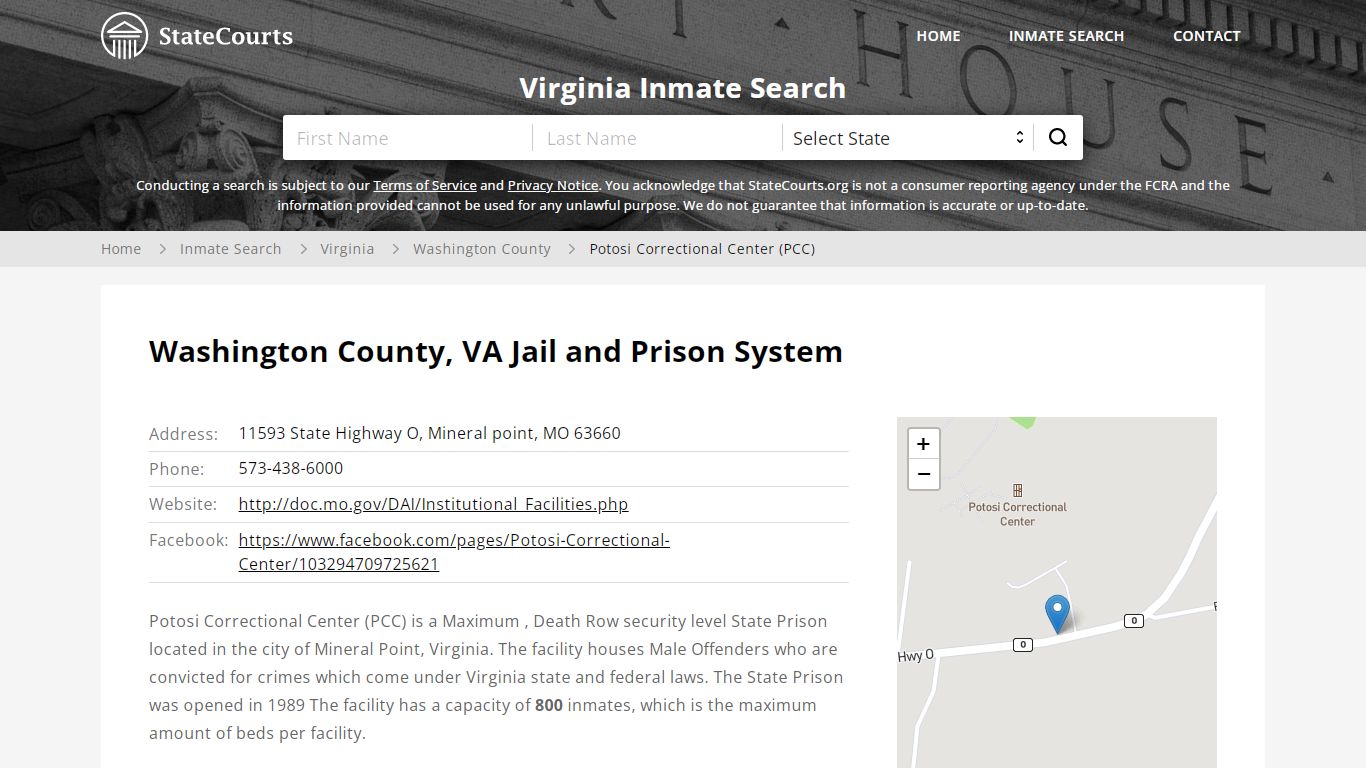 Potosi Correctional Center (PCC) Inmate Records Search, Virginia ...