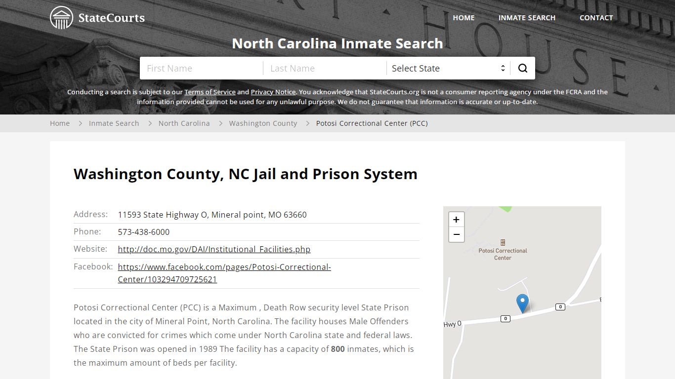 Potosi Correctional Center (PCC) Inmate Records Search, North Carolina ...