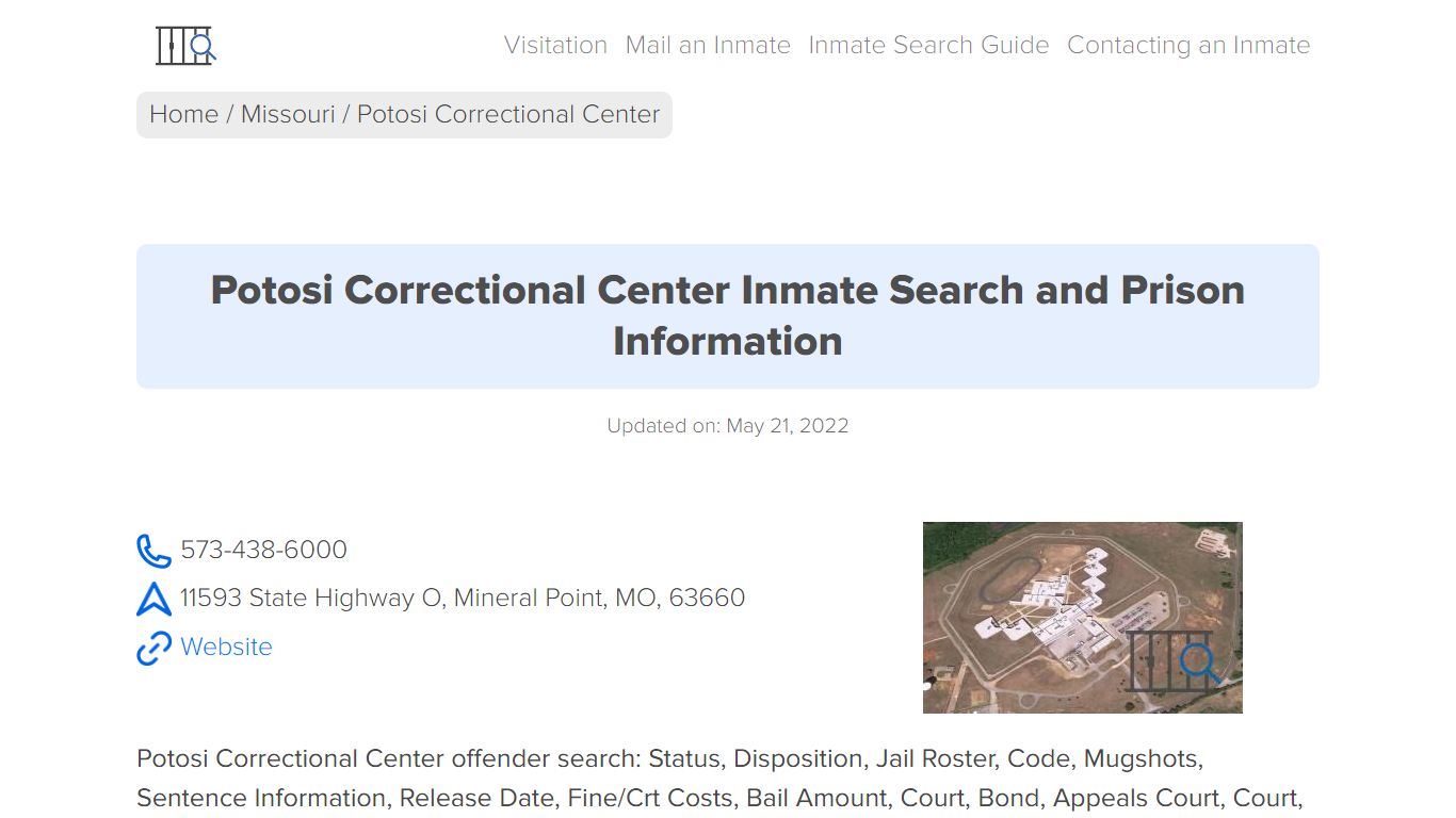 Potosi Correctional Center Inmate Search, Visitation, Phone no ...